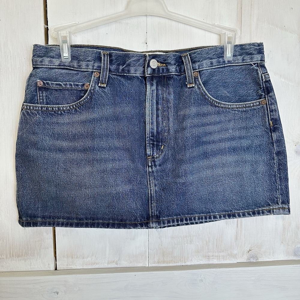 Agolde Dark Blue Denim Mini Skirt